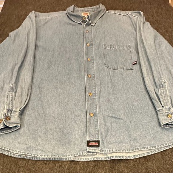 Dickies Men Long Sleeve Jean Work Shirt 3XL C13 - Picture 1 of 5